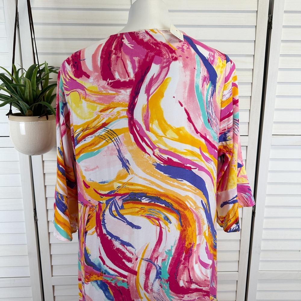 New Loralette Valerie Dress Maxi Multicolor Abstract V Neck Women's Size 16 - Picture 7 of 12
